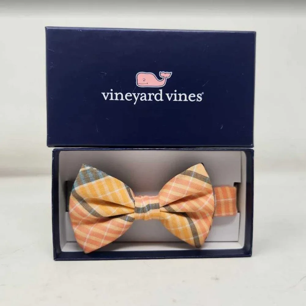 New boys Vineyard Vines plaid Madras woven bow tie